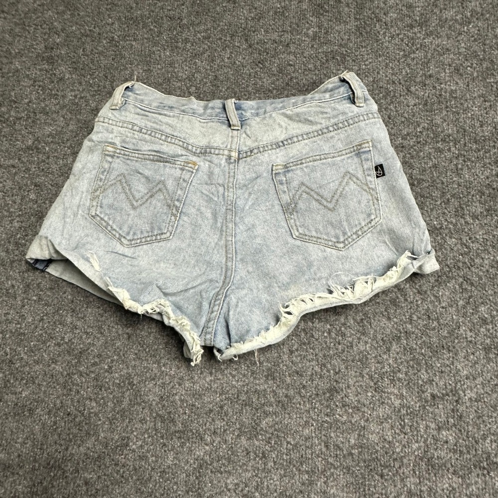 Minkpink Shorts Womens Size S Light Wash Distressed Cotton Frayed Hem Button Fly